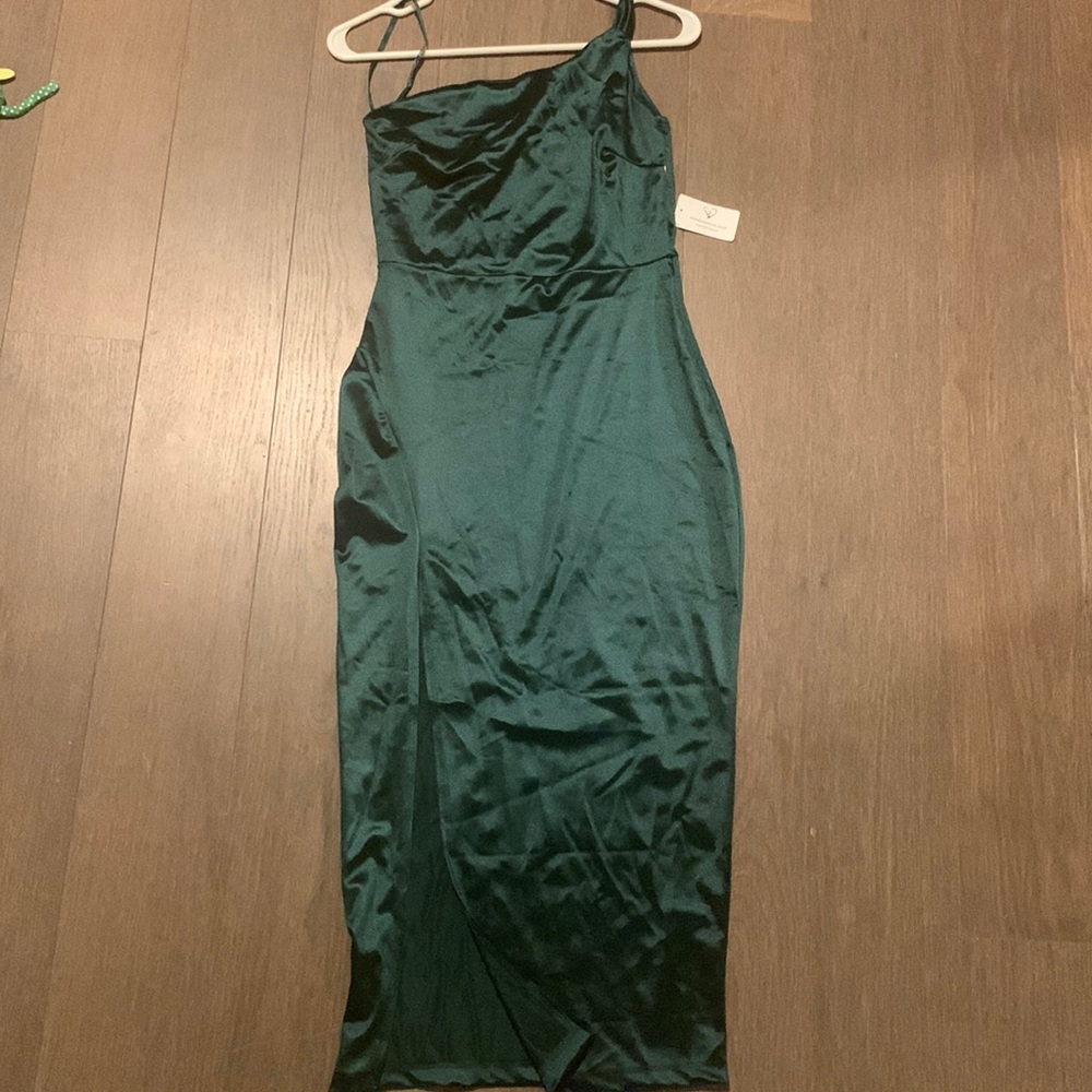 Windsor hunter green one strap midi dress - M